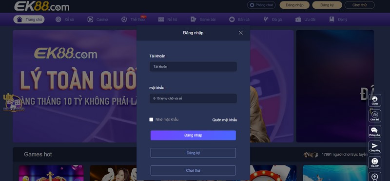 đăng nhập ek88 nhanh chóng