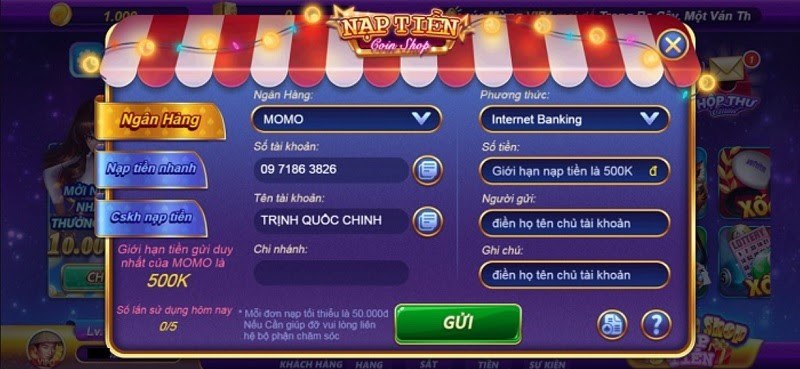 nạp qua ví điện tử được xử lý nhanh gọn