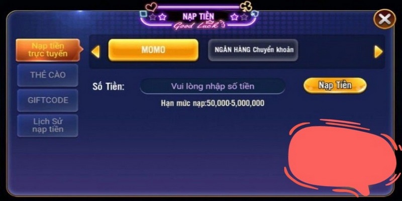Hội viên có thể nạp tiền qua ngân hàng hay ví điện tử